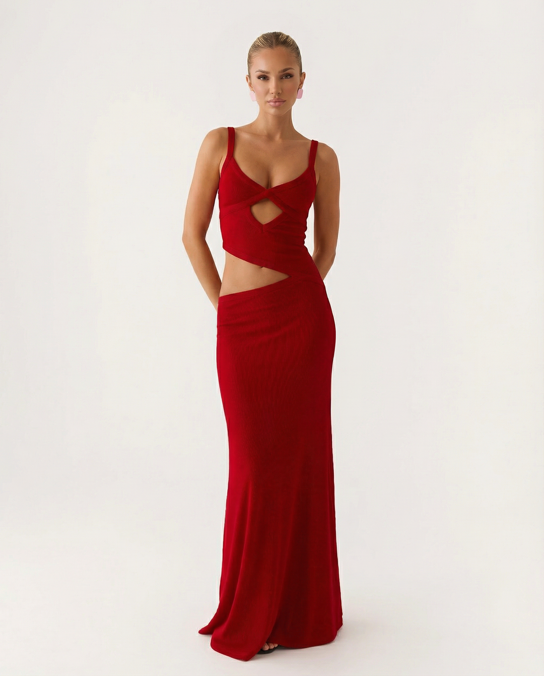 Erica | Bodycon Maxi Dress with Ruched Cut-Out Detail