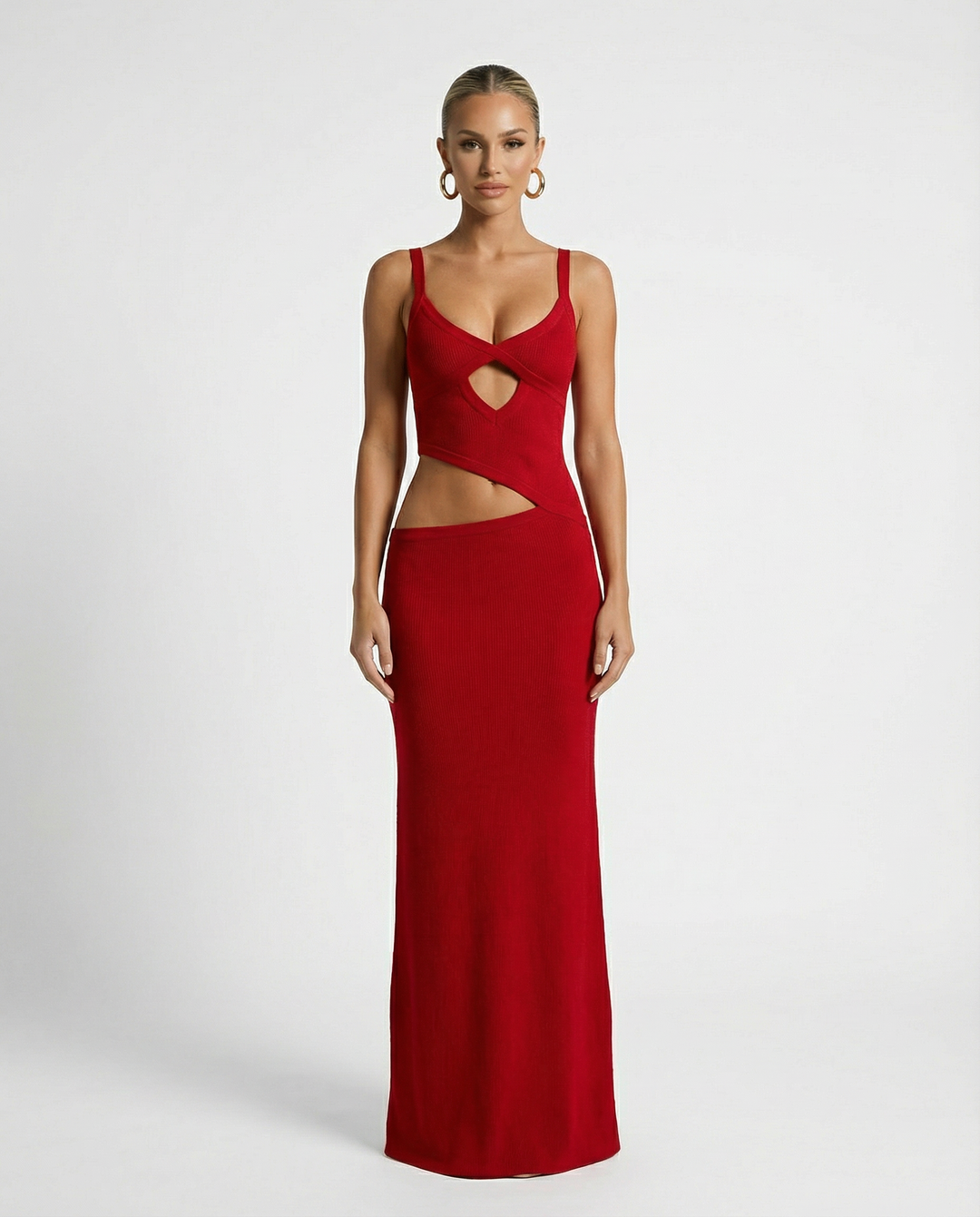 Erica | Bodycon Maxi Dress with Ruched Cut-Out Detail
