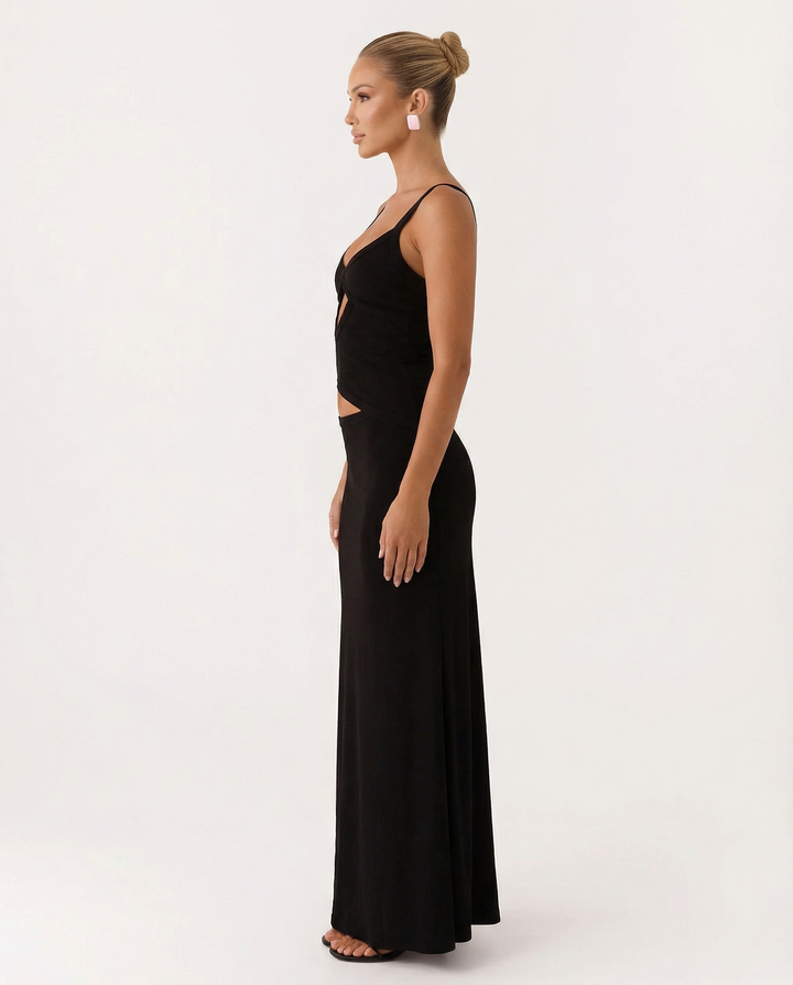 Erica | Bodycon Maxi Dress with Ruched Cut-Out Detail