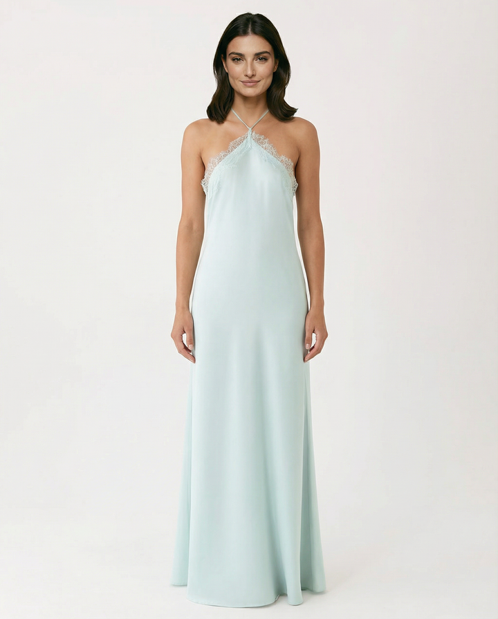 Caitlin | Halter Neck Maxi Dress with Lace Trim