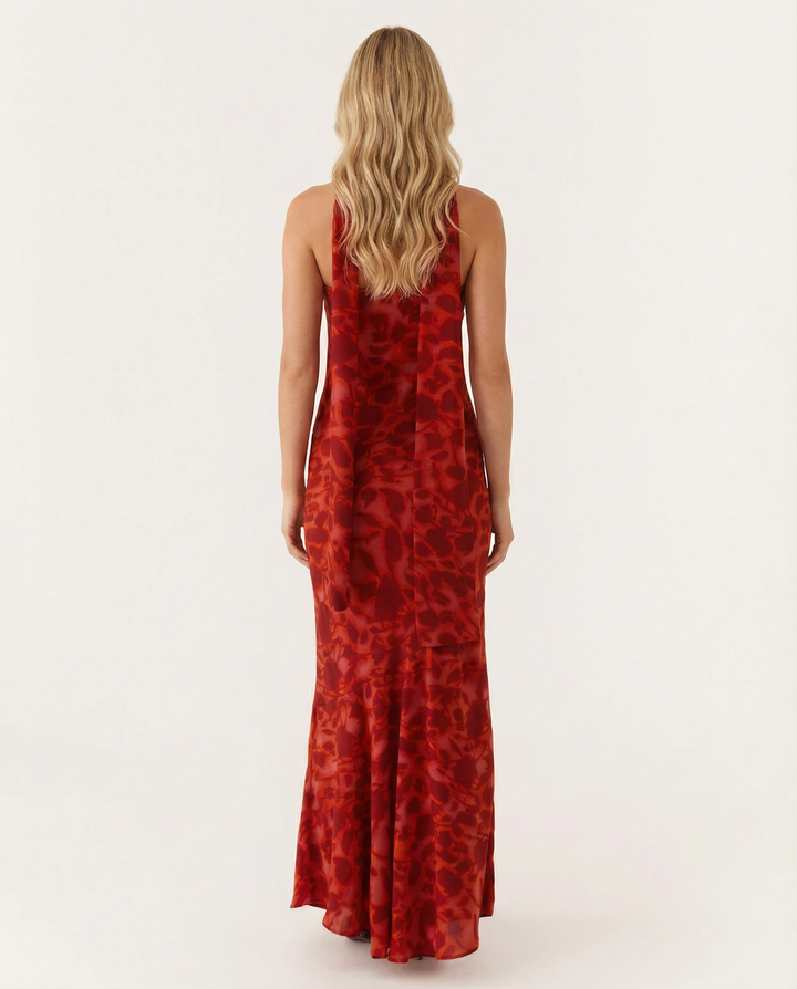Shelia | Floral Chiffon Maxi Dress with Matching Scarf
