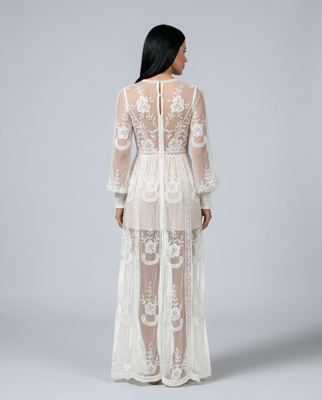 Maxine | Lace Maxi Dress with Long Sleeves