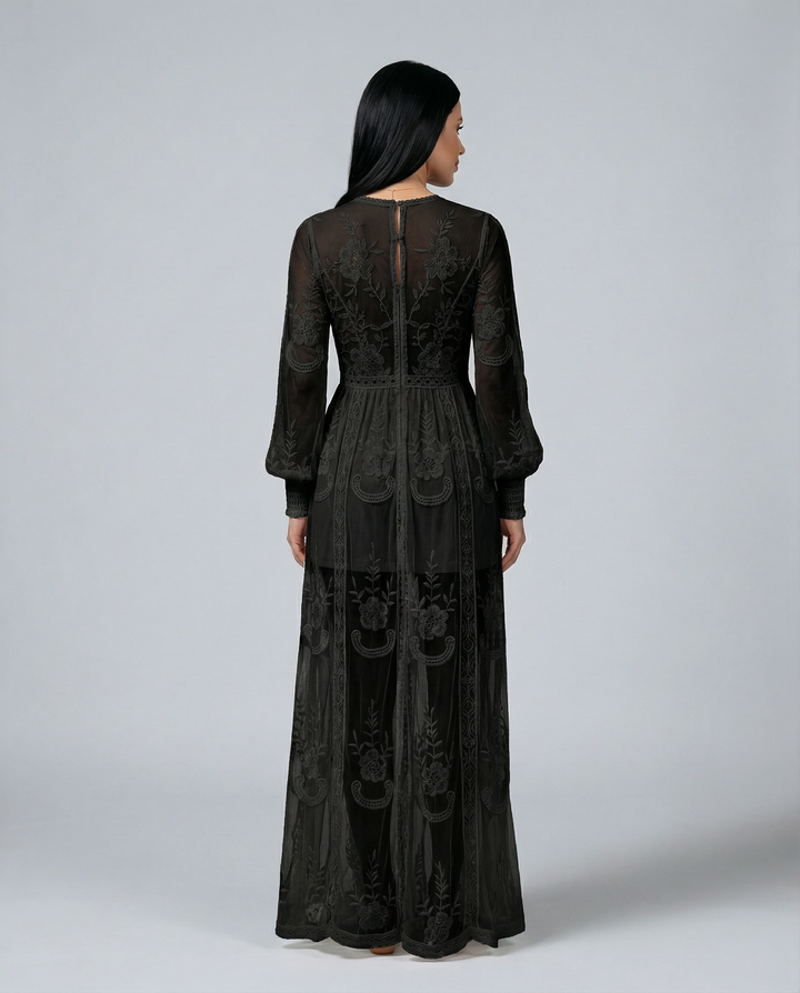 Maxine | Lace Maxi Dress with Long Sleeves