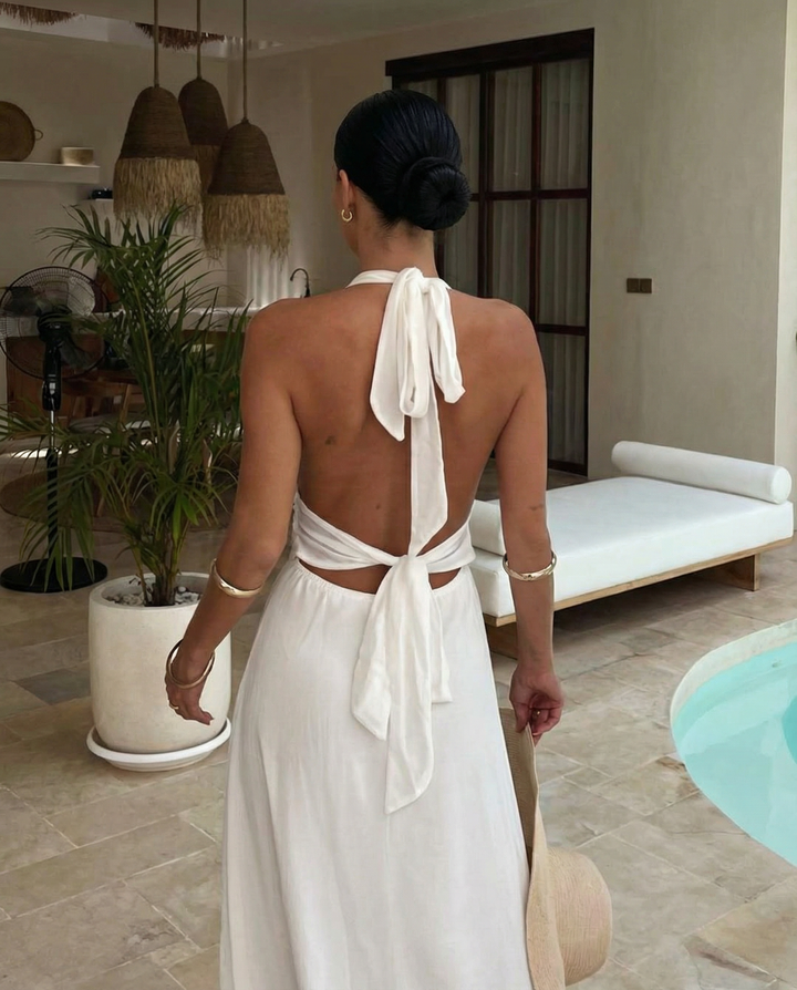 Cassie | Halter Neck High Slit Maxi Dress