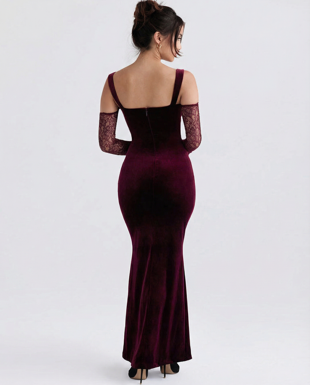 Wanda | Velvet Lace Sleeve Maxi Dress