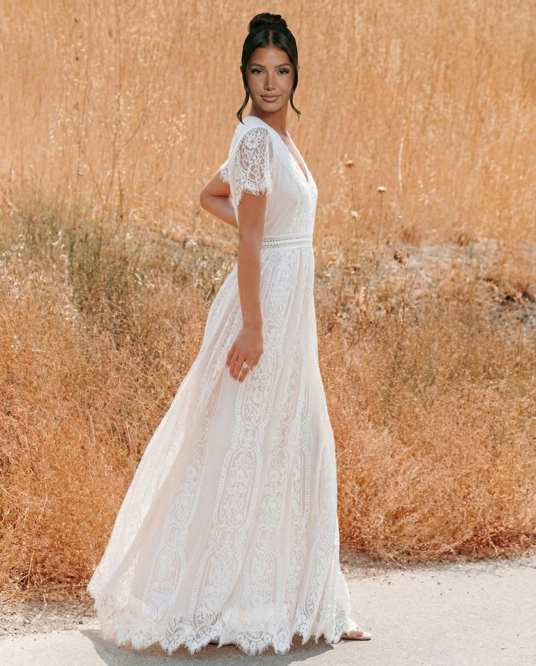 Felicia | Lace V Neck Maxi Dress