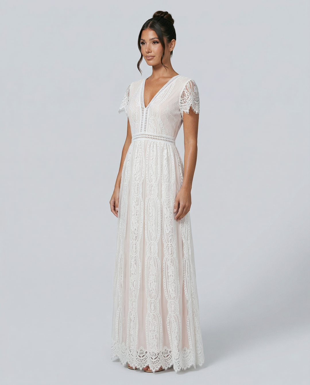 Felicia | Lace V Neck Maxi Dress