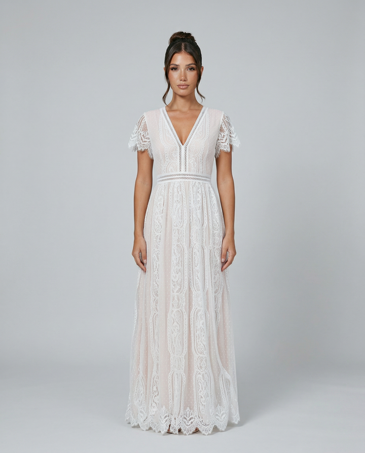 Felicia | Lace V Neck Maxi Dress