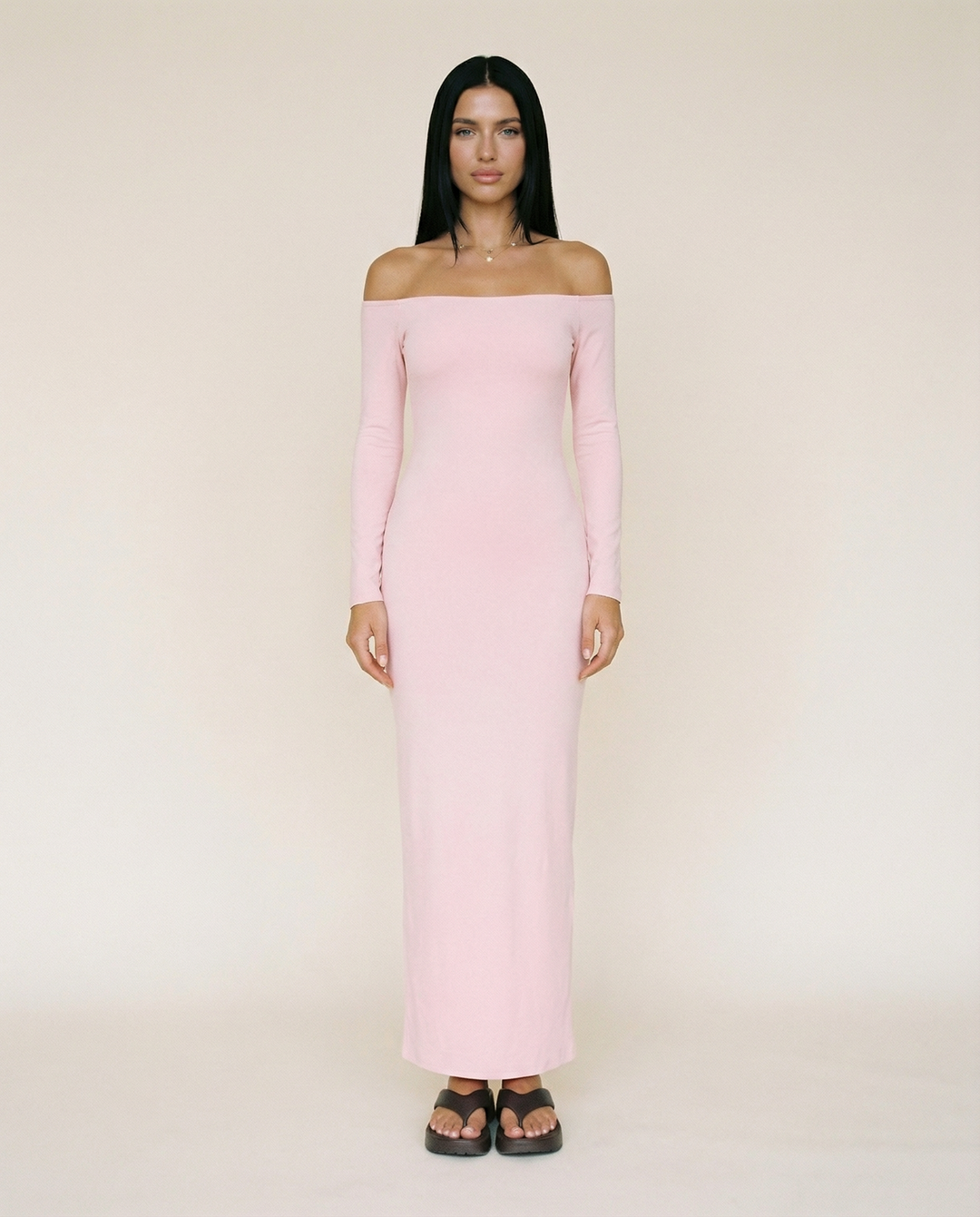 Robbie | Off Shoulder Maxi Dress with Long Sleeves
