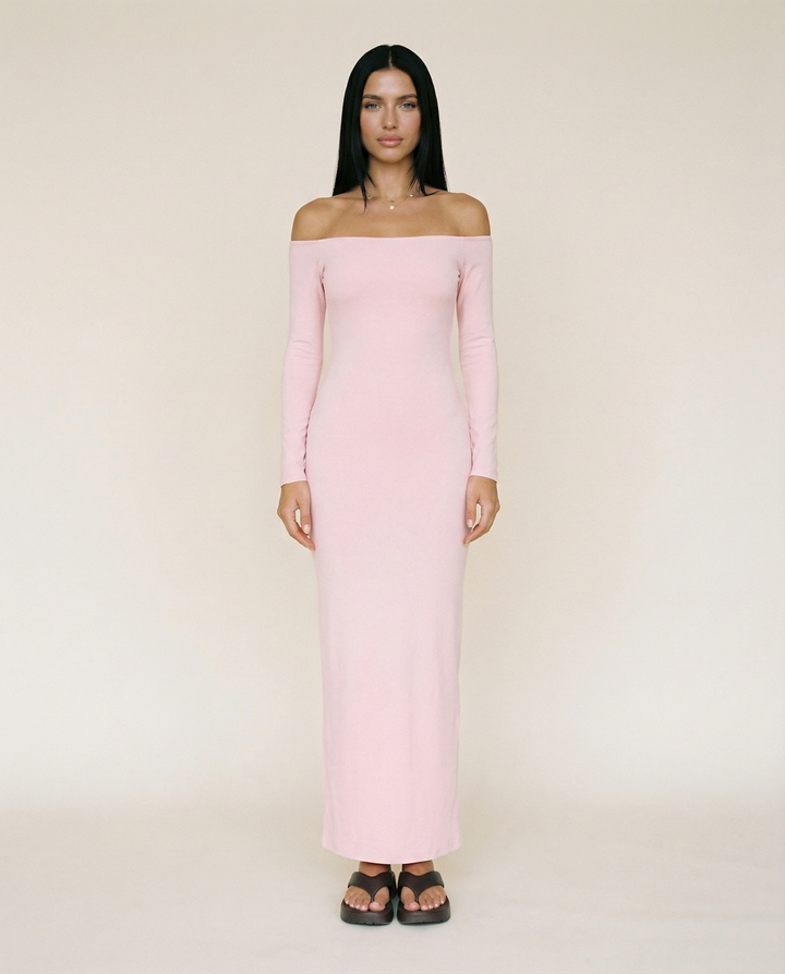 Robbie | Off Shoulder Maxi Dress with Long Sleeves