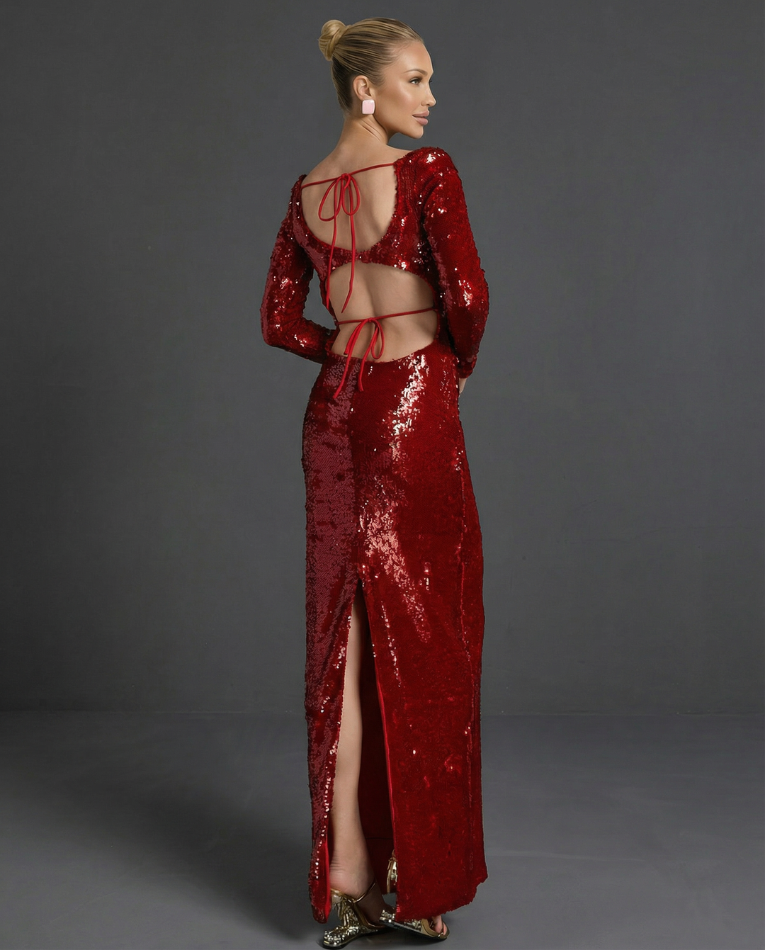 Dianna | Sequin Maxi Dress with Cut-Out Back