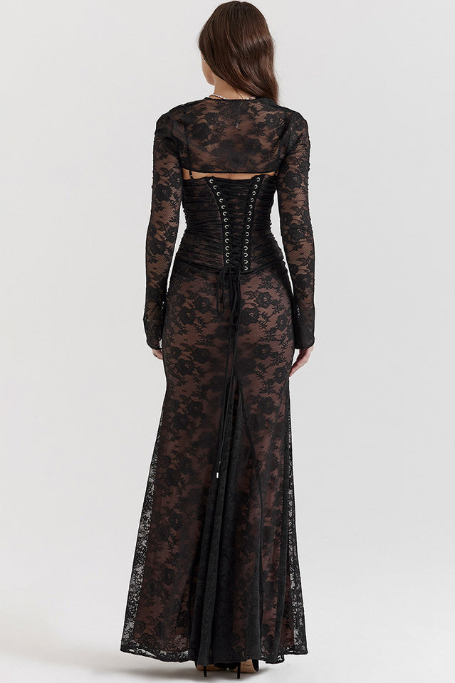 Marcella | Lace Maxi Dress with Corset Back