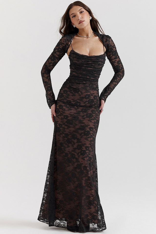Marcella | Lace Maxi Dress with Corset Back