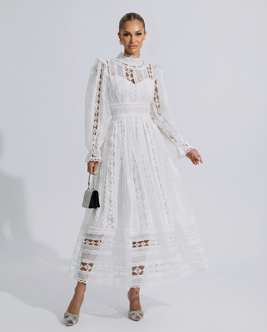 Juliet | Midi Lace Dress with Long Sleeves