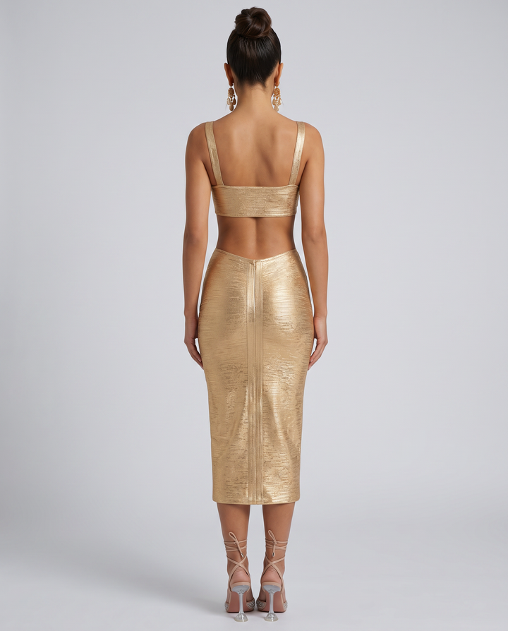 Shelia | Midi Bodycon Dress with Cut-Out Waist