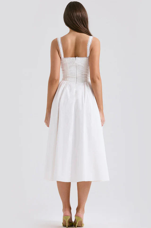 Audrey | Midi Dress with Corset Bodice