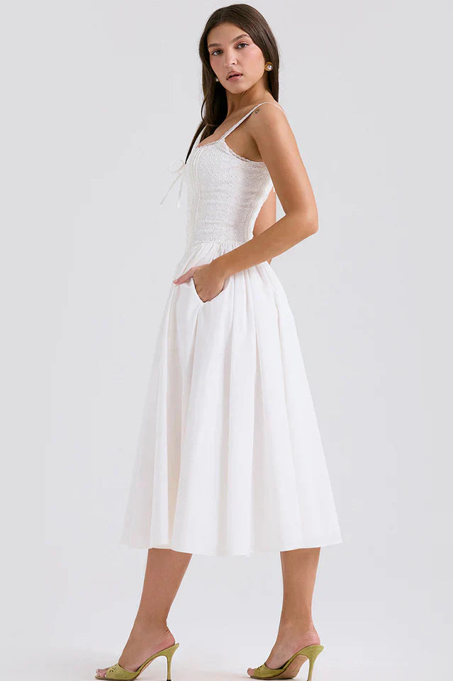 Audrey | Midi Dress with Corset Bodice