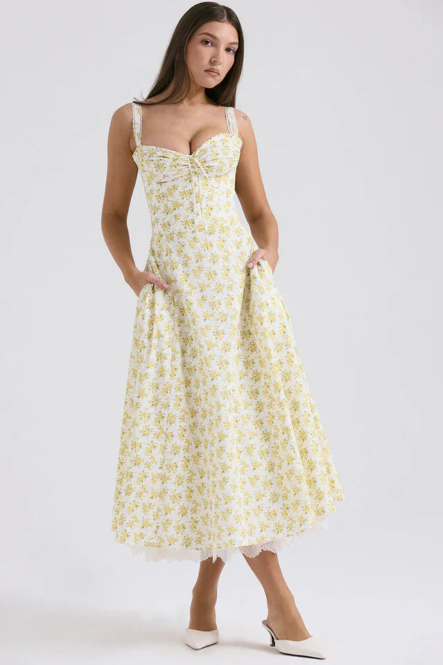 Ann | Midi Sundress with Floral Print