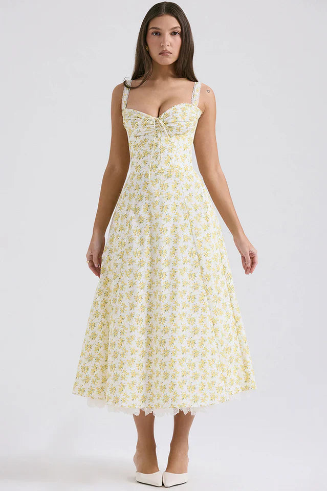 Ann | Midi Sundress with Floral Print