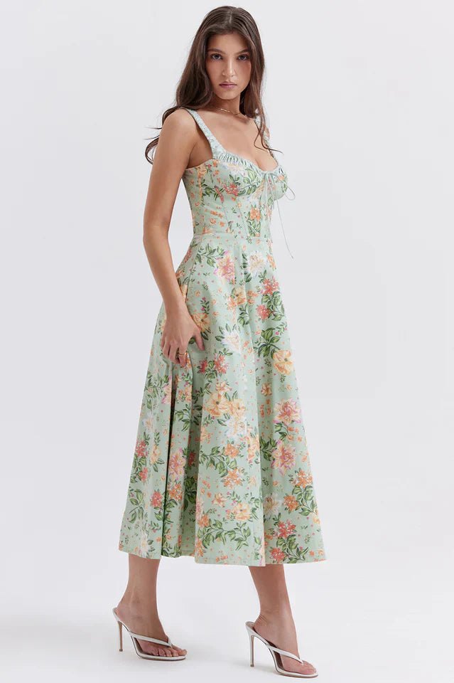 Claire | Midi Sundress with Bustier Bodice