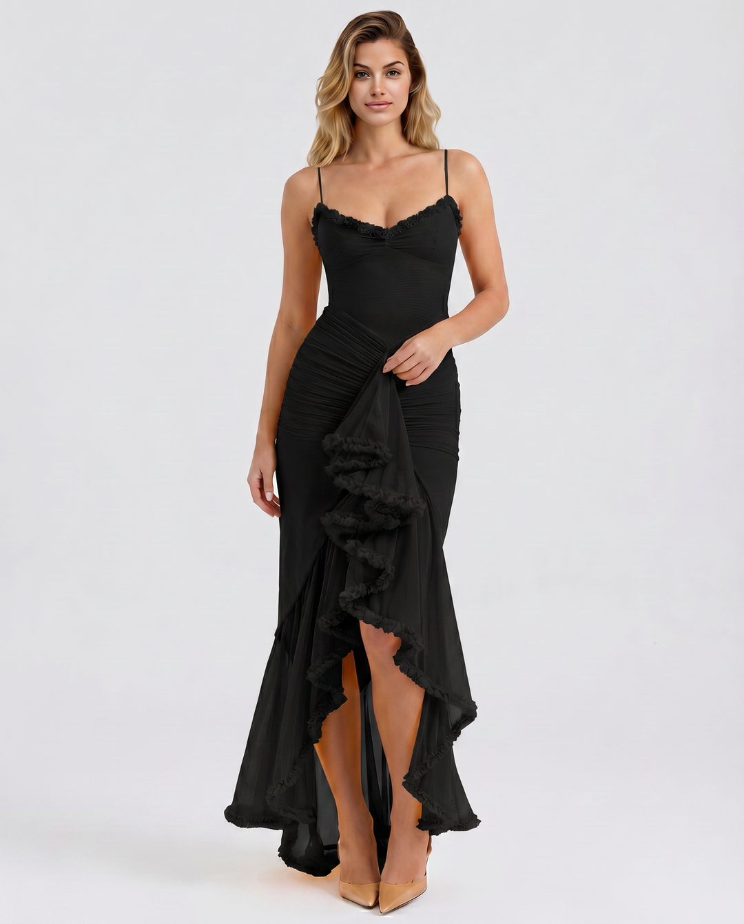Leah | High-Low Dress with Ruffled Front