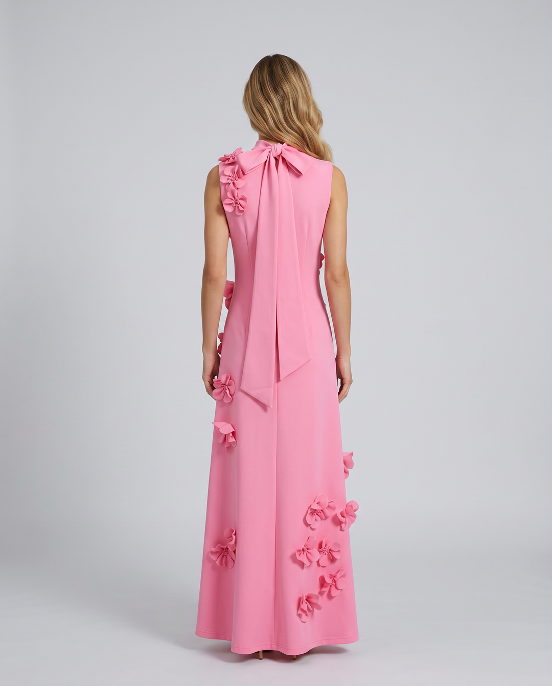 Shelia | Maxi Dress with Floral Appliqué and High Neck