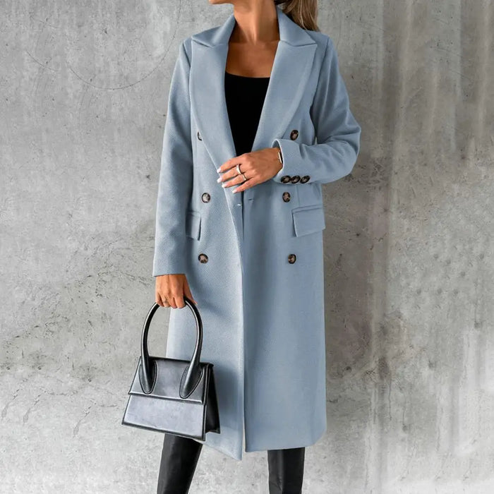Women's Double-Breasted Trench Coat with Notch Lapels