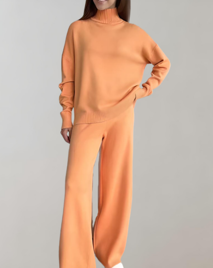 Women's Turtleneck Sweater and Wide-Leg Pants Set