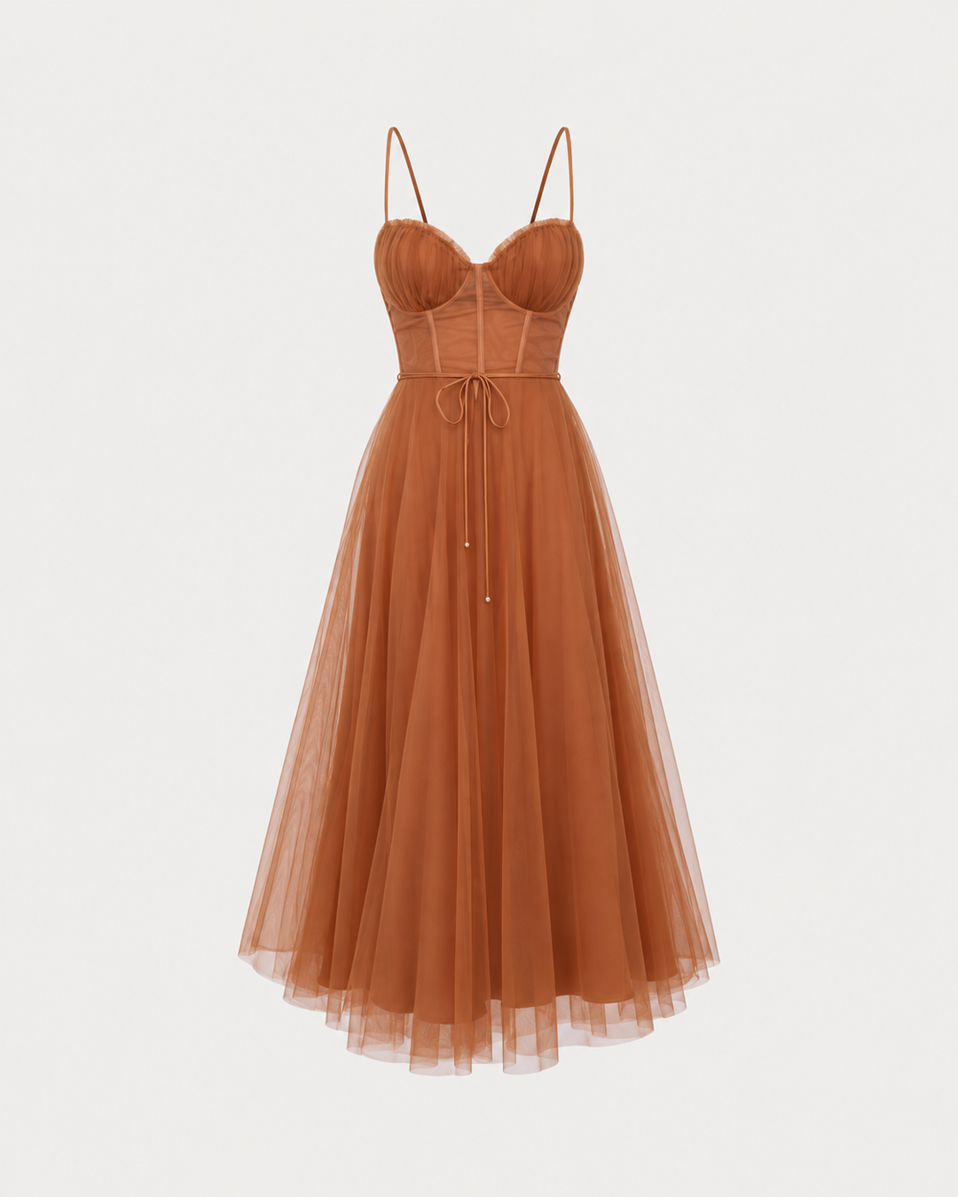 Selene | Spaghetti Strap Flowy Mesh Midi Dress