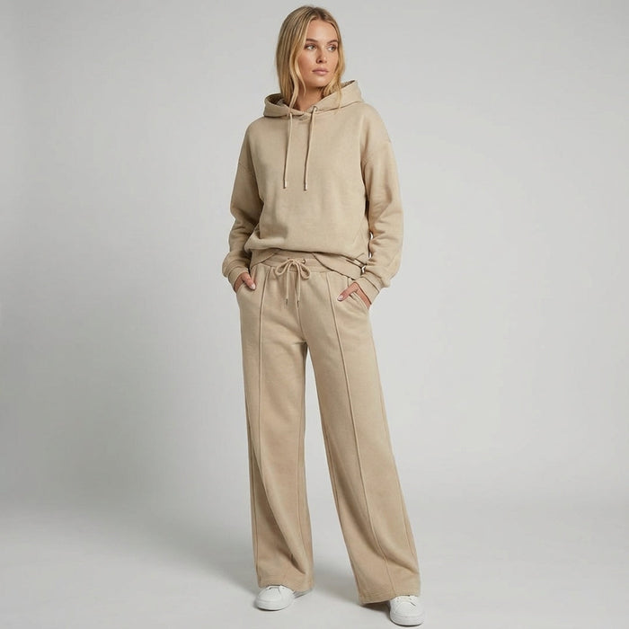 Women's Wide Leg Hoodie Lounge Set Drawstring Waist