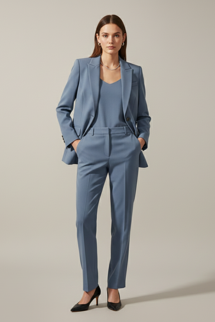 Isolde | Notched Lapel Blazer & Straight-Leg Pants Set