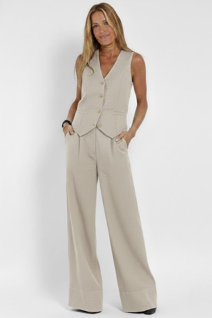 Edda | V-Neck Waistcoat & Wide-Leg Pant Co-ord Set