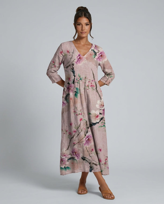Bianca | Flowy V-Neck Floral Summer Maxi Dress
