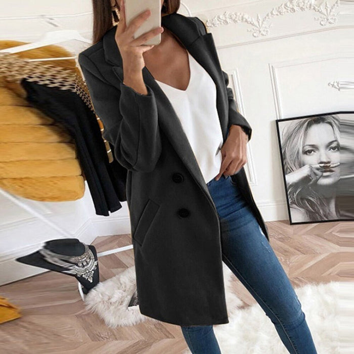 Women's Double-Breasted Longline Blazer Coat