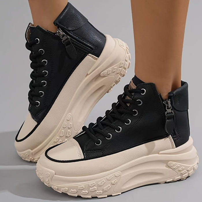 Women's Platform Ankle Sneakers with Lace-Up Closure
