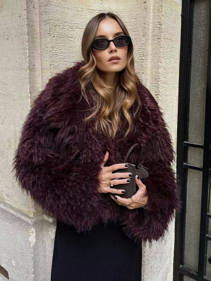 Women's Fluffy Faux Fur Jacket Short Shaggy Coat