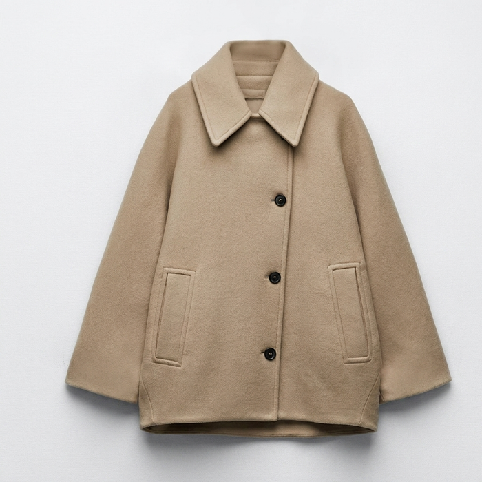 Women's Button-Front Jacket with Notched Collar