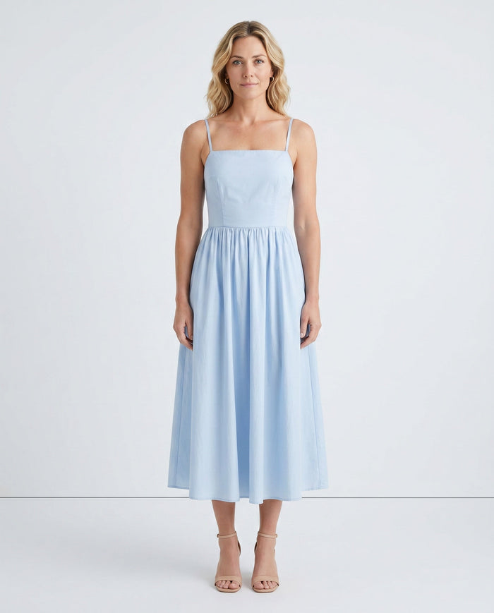 Noor | Spaghetti Strap Lace-Up Midi Dress