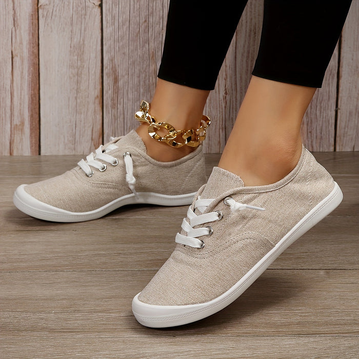 Women's Lace-Up Canvas Sneakers Low-Top Casual
