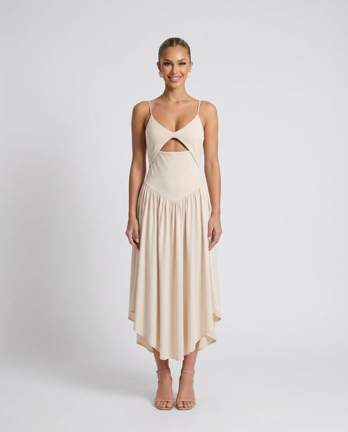 Soraya | Spaghetti Strap Low Back Midi Dress