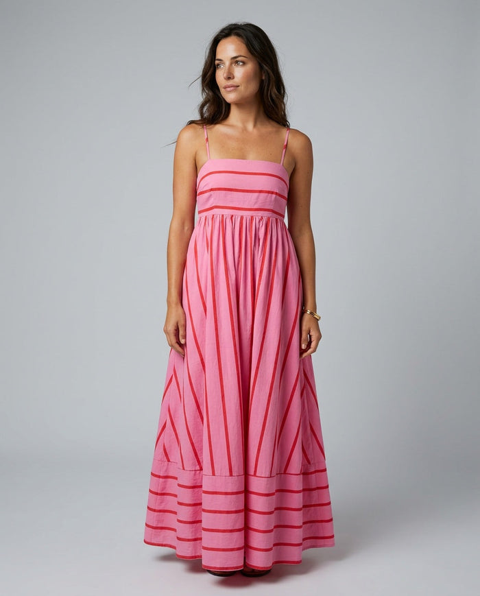 Elin | Striped Strappy Summer Maxi Dress